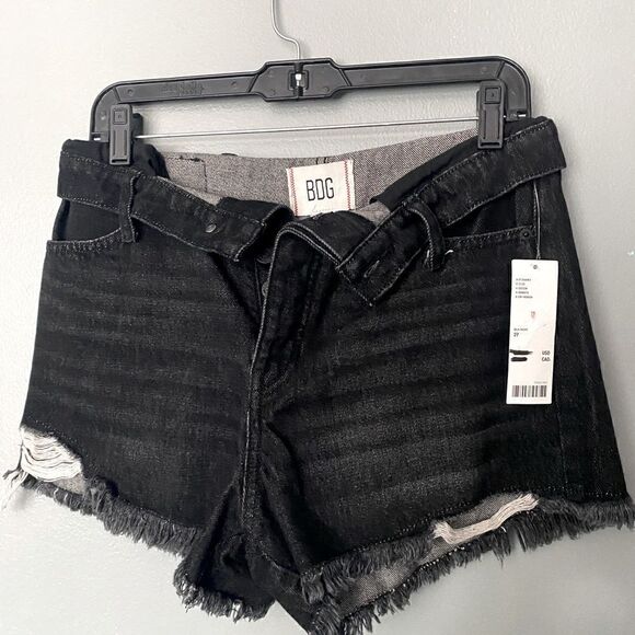 NWT BDG Cut Off  Jean Shorts Black Button Fly Foldover Waist 27 - Picture 1 of 7